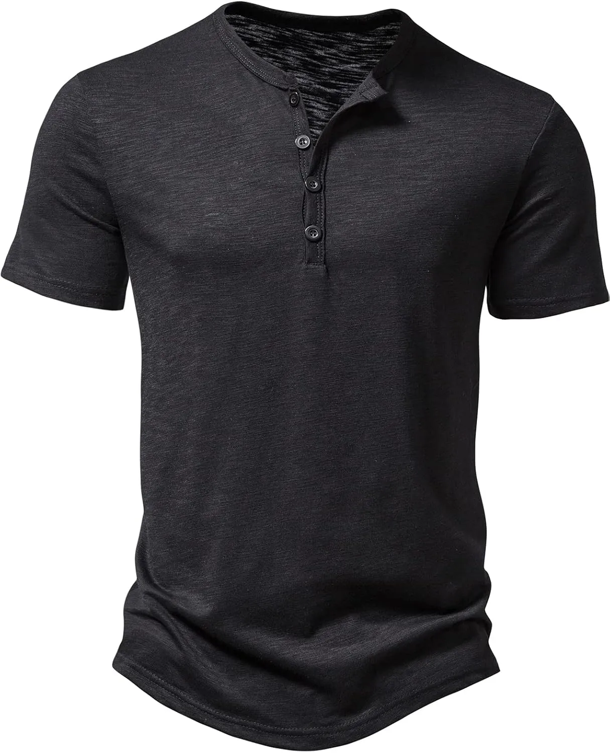 Men's Short Sleeve Henley Shirt Casual Stretchy Slim Fit T Shirt