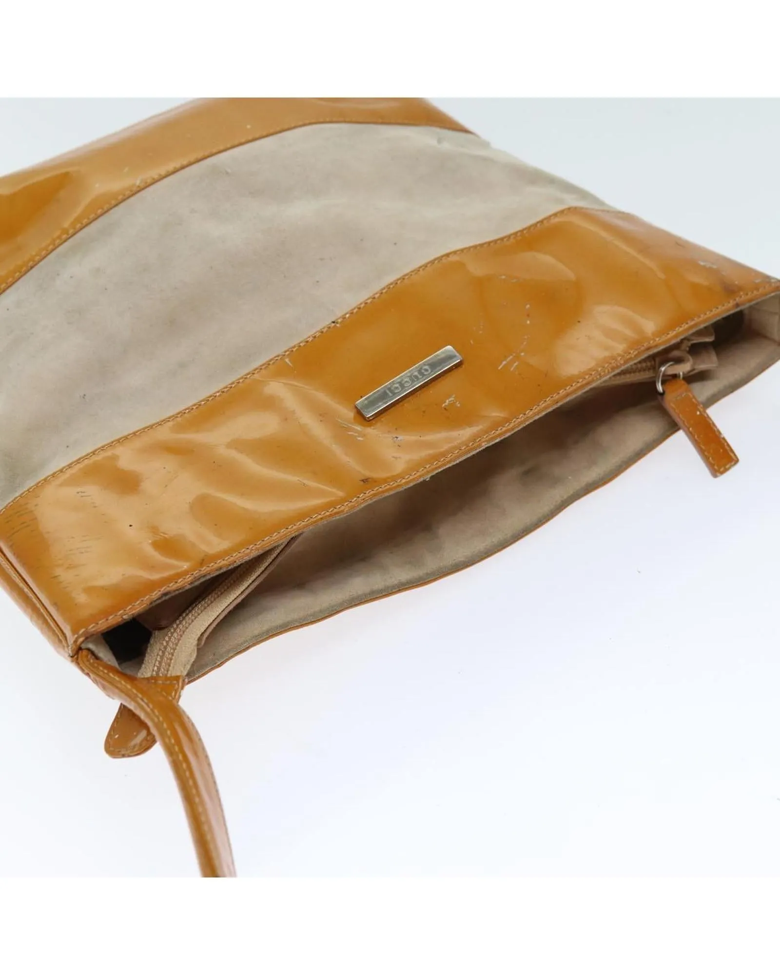 Orange Patent Leather Shoulder Bag