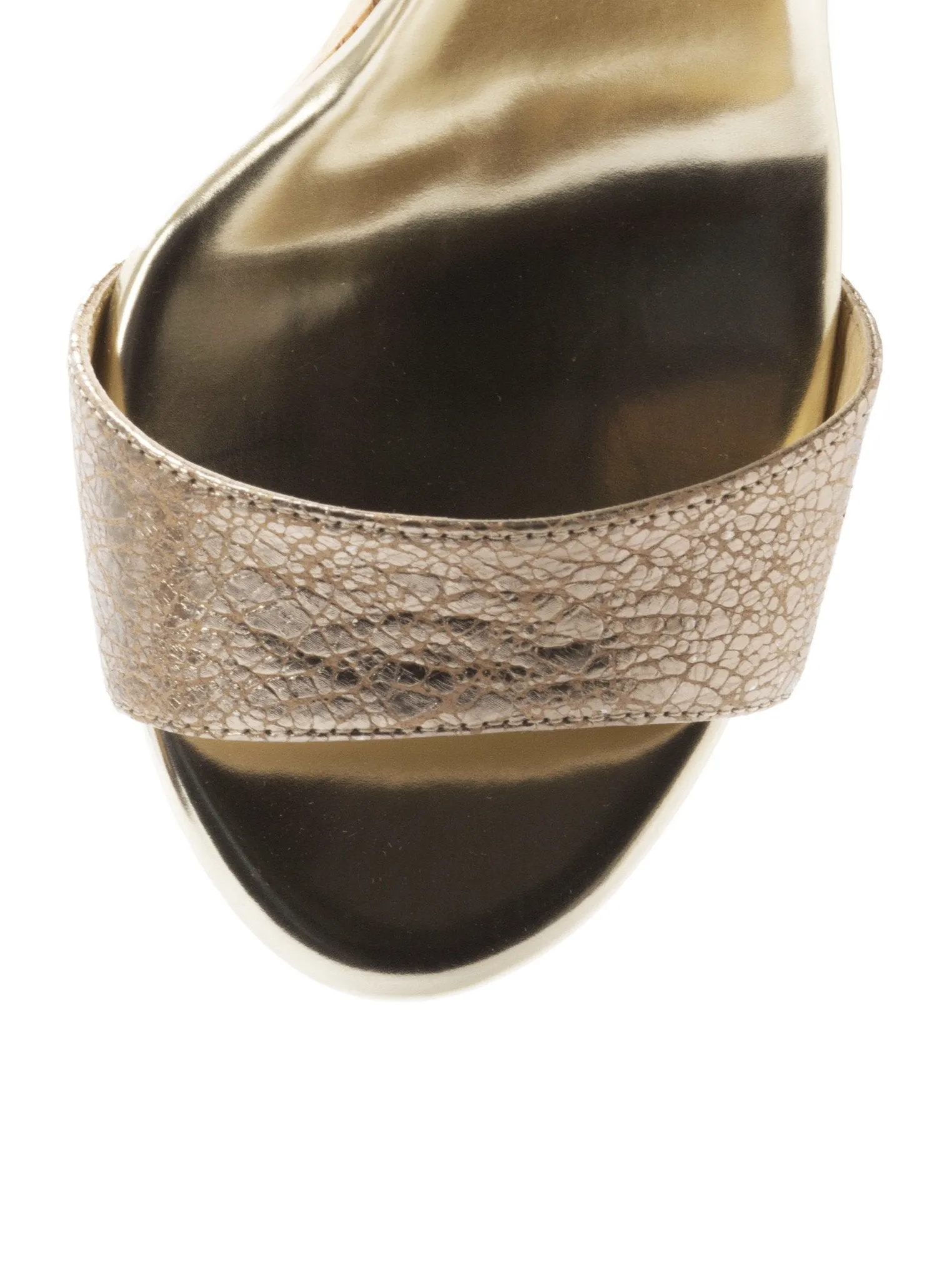 Portia Metallic Crisscross Wedge Sandal - Nude