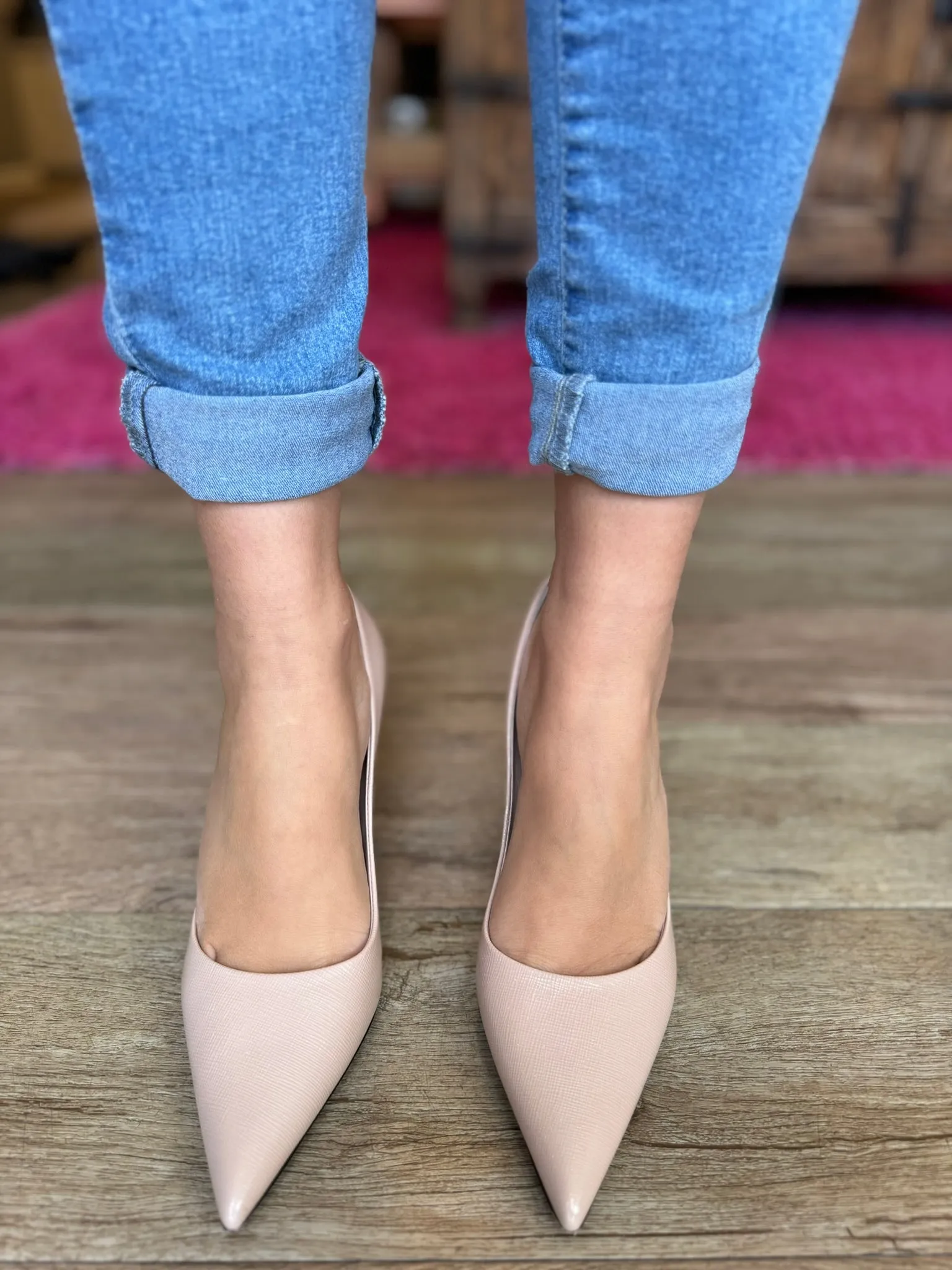 PRADA Saffiano Leather Point Toe Pumps Size 7.5