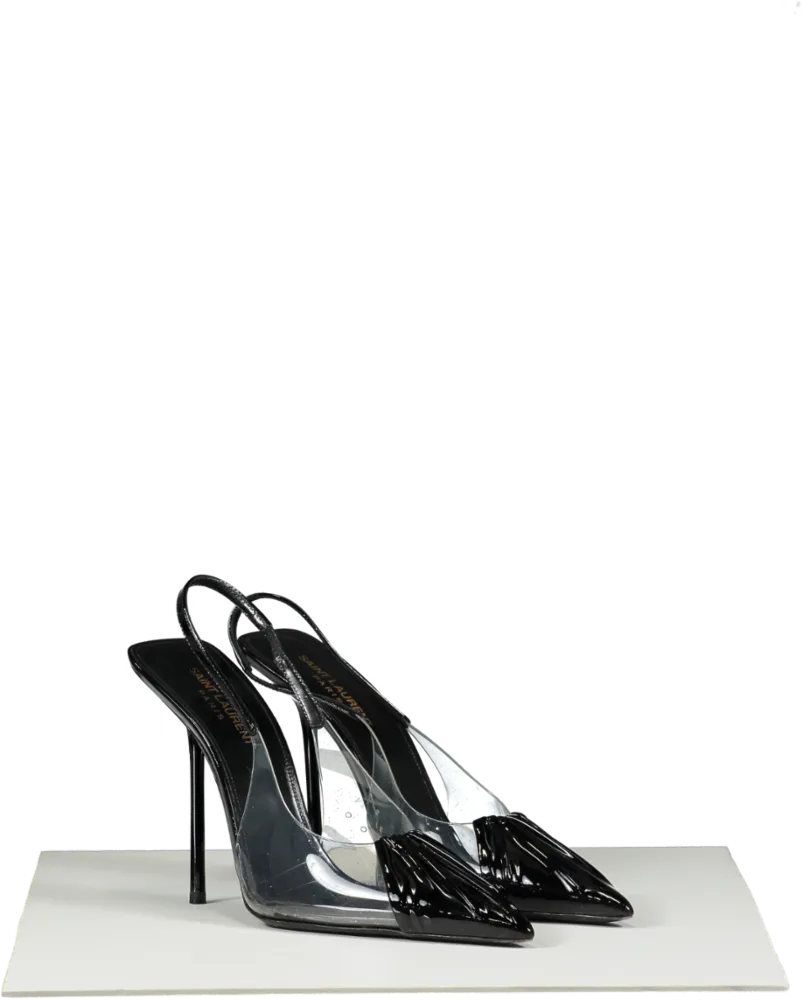 Saint Laurent Chica 115 Black / Transparent Slingback Pumps UK 6.5 EU 39.5 👠