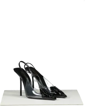 Saint Laurent Chica 115 Black / Transparent Slingback Pumps UK 6.5 EU 39.5 👠