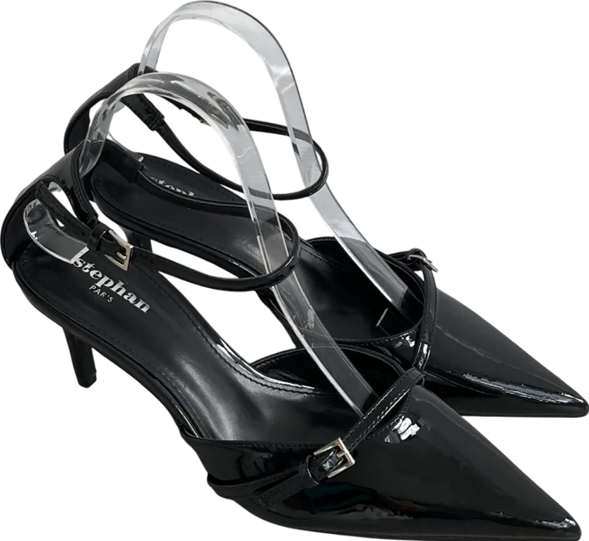 Stephan Black Varnish Pumps With Cross Straps UK 7 EU 40 👠