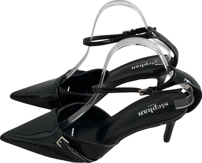 Stephan Black Varnish Pumps With Cross Straps UK 7 EU 40 👠