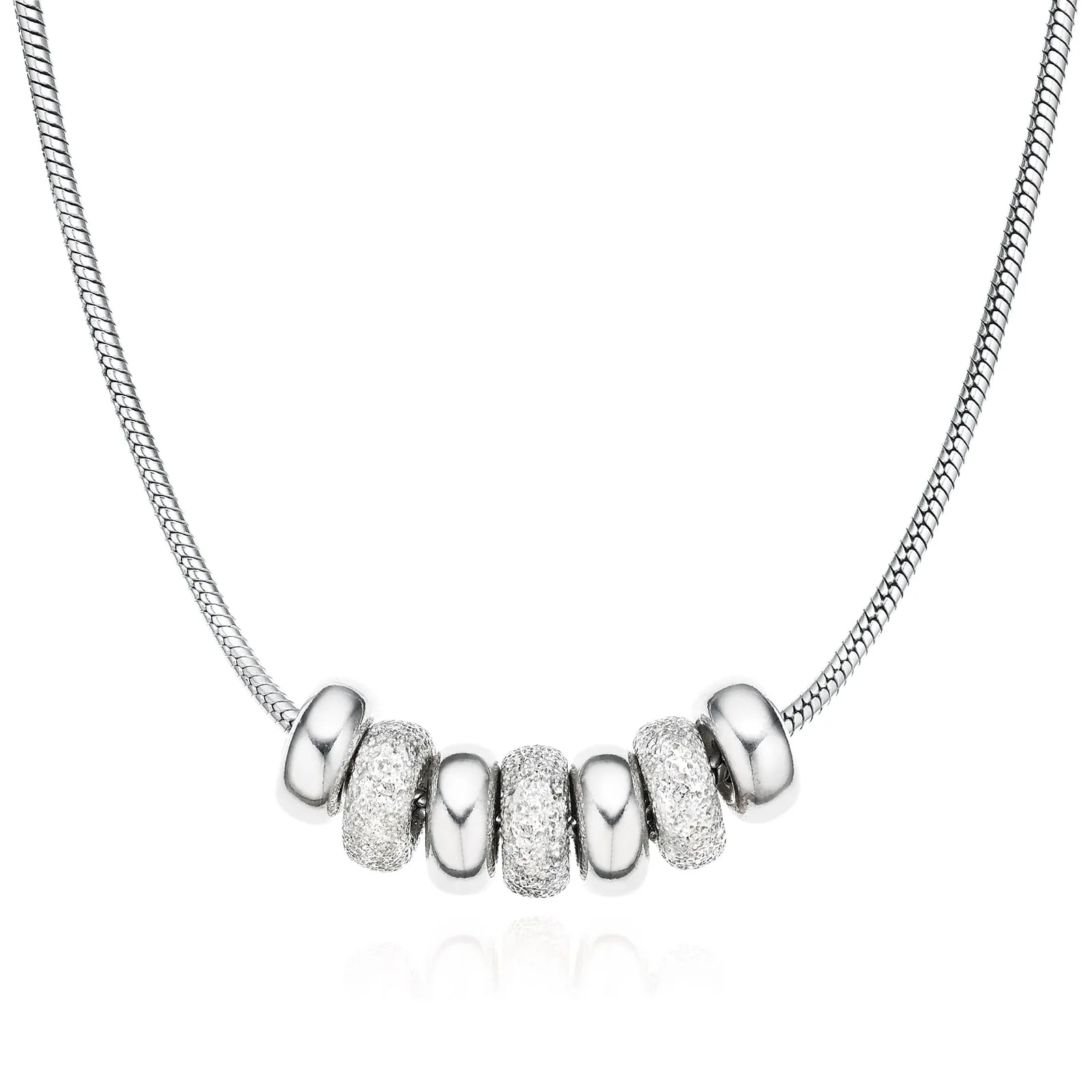Sterling Silver 43cm Stardust 7 Rings of Friendship Necklace