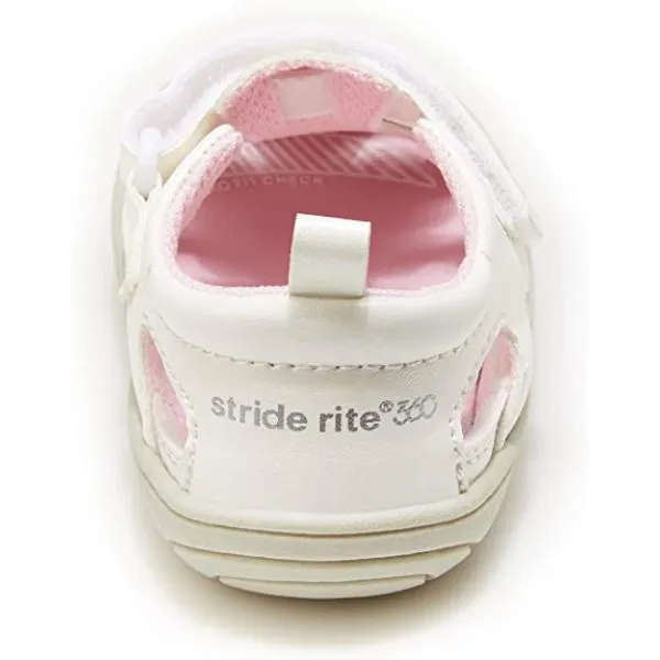 Stride Rite Alicia Baby Toddler Girls White Sandals (Machine Washable)