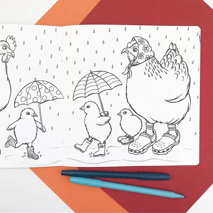The Fashionable Hens, Coloring Book