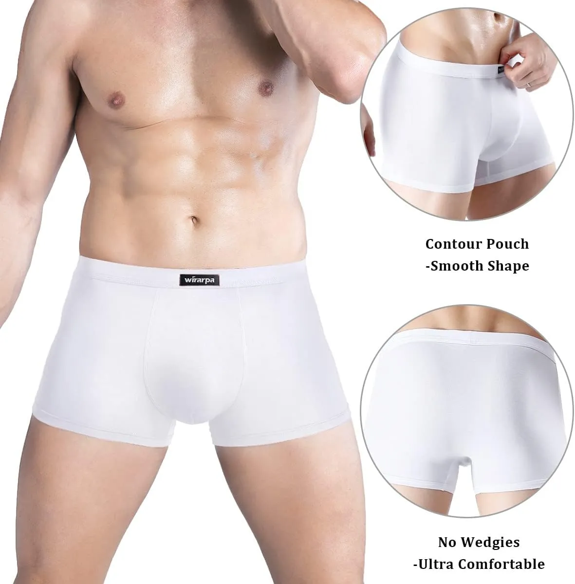 wirarpa Men's Breathable Modal Microfiber Trunks Underwear Covered Band Multipack