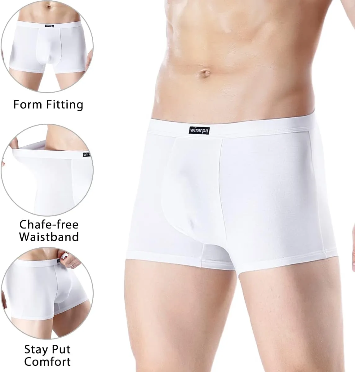 wirarpa Men's Breathable Modal Microfiber Trunks Underwear Covered Band Multipack