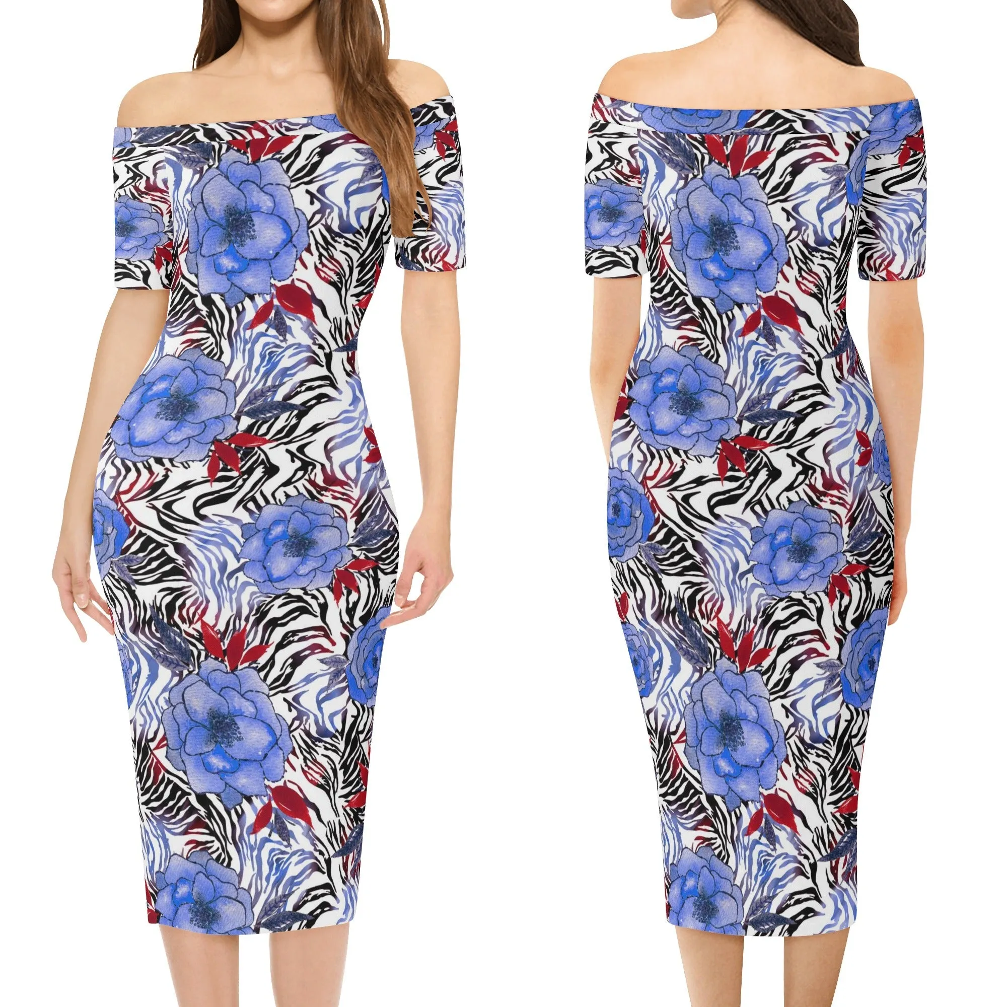 Womens Off The Shoulder Office Lady Dress